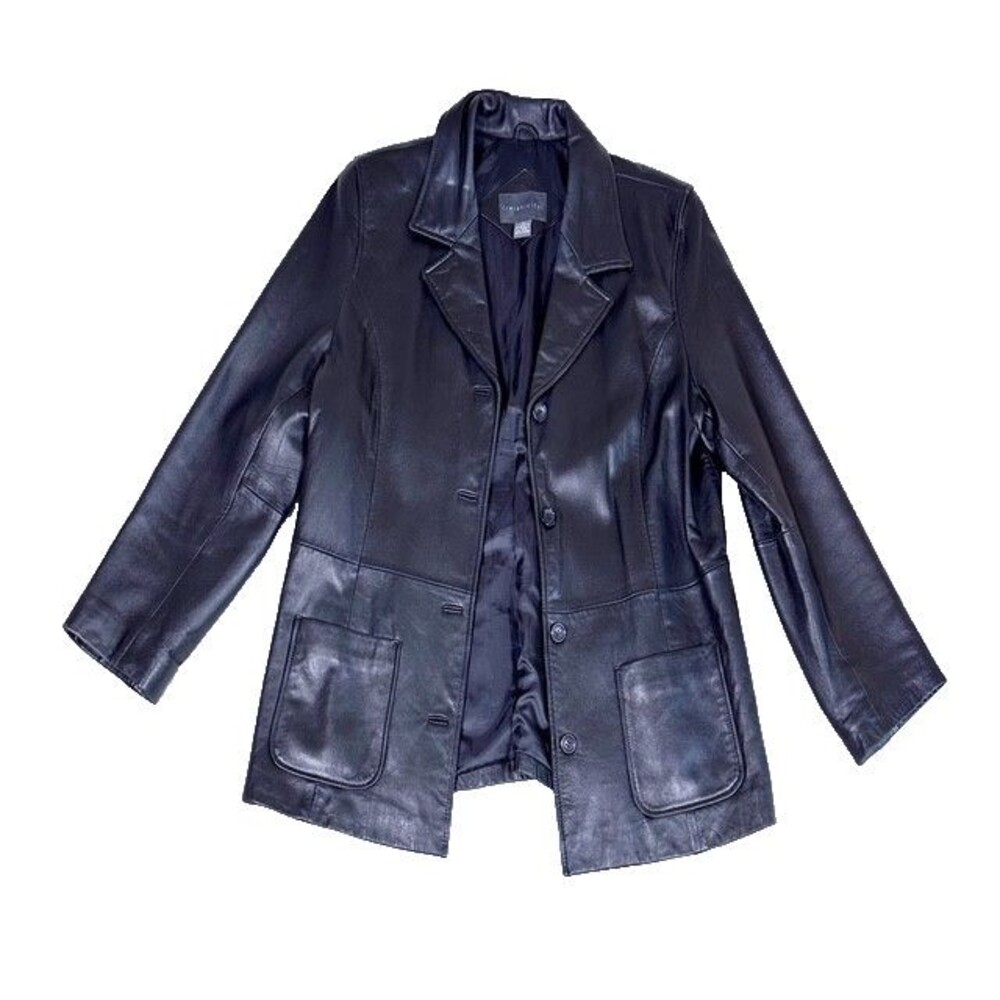 Relativity Jacket Women's XL Black 100% Leather Lined Blazer Coat